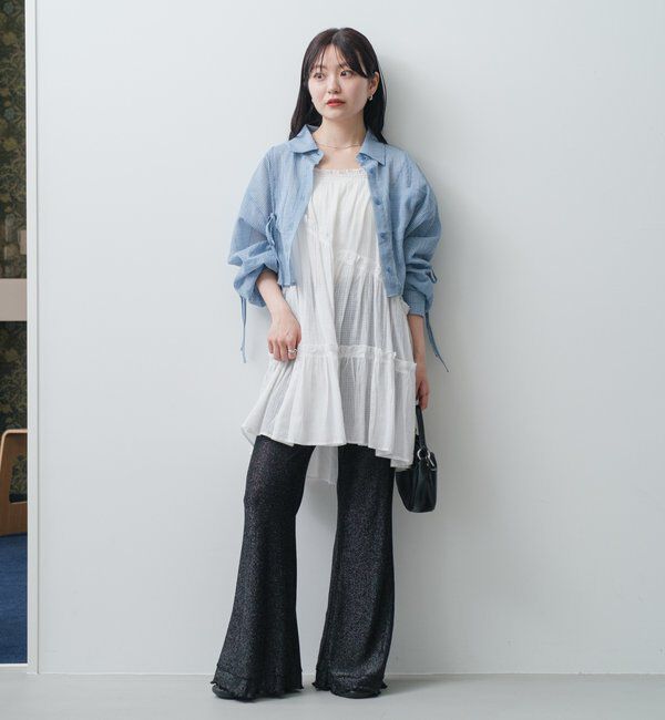  「【新色追加/S.Mサイズ展開】チェックギャザーシャツ」|シャツ・ブラウス|