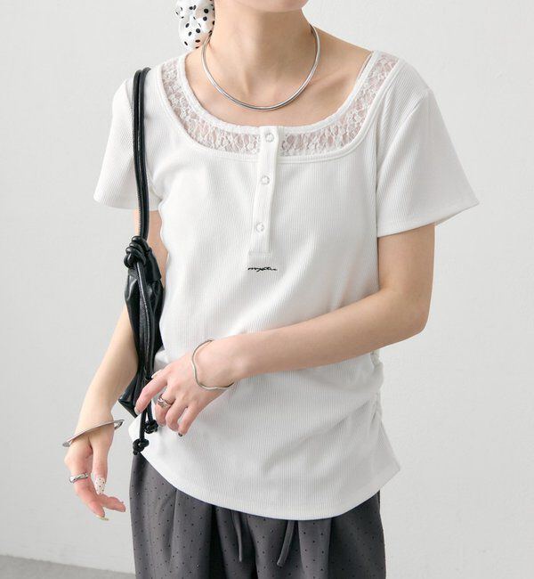  「スクエアネックヘンリーTシャツ」|Tシャツ・カットソー|オフホワイト