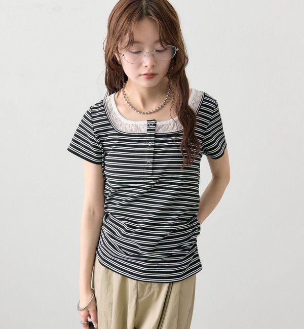  「スクエアネックヘンリーTシャツ」|Tシャツ・カットソー|