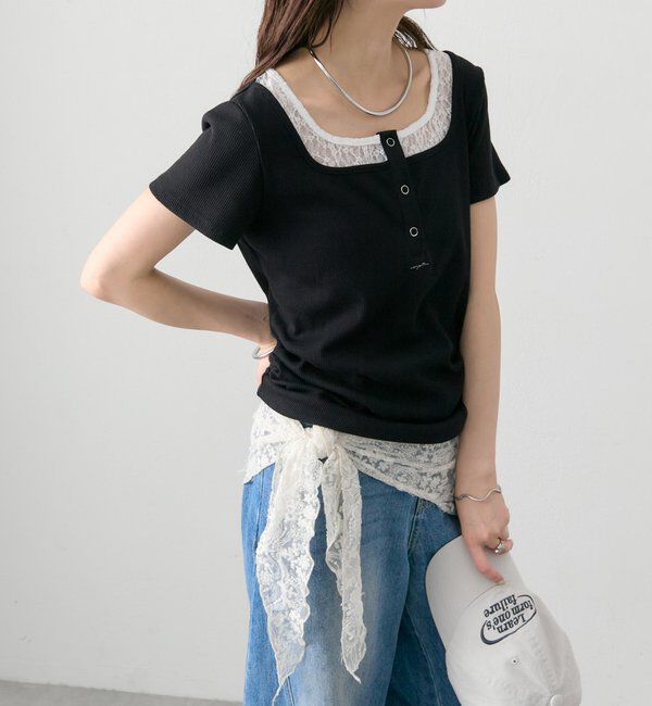  「スクエアネックヘンリーTシャツ」|Tシャツ・カットソー|