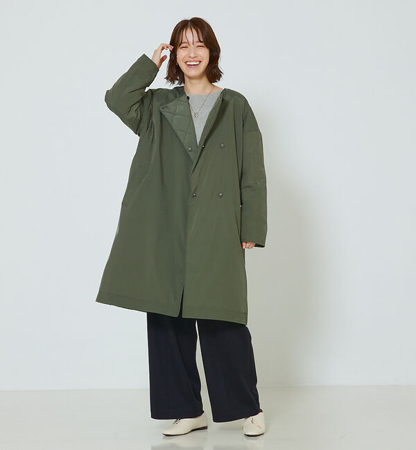abahouse mavie「キルトリバーシブルコート」|ノーカラーコート|