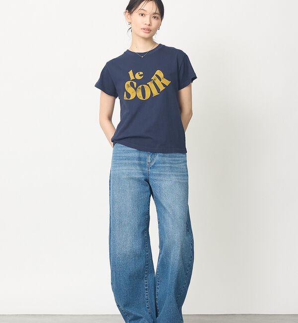abahouse mavie「【コットン100％】甘編み天竺フロッキープリントTシャツ/半袖/夏服/ロゴT」|Tシャツ・カットソー|