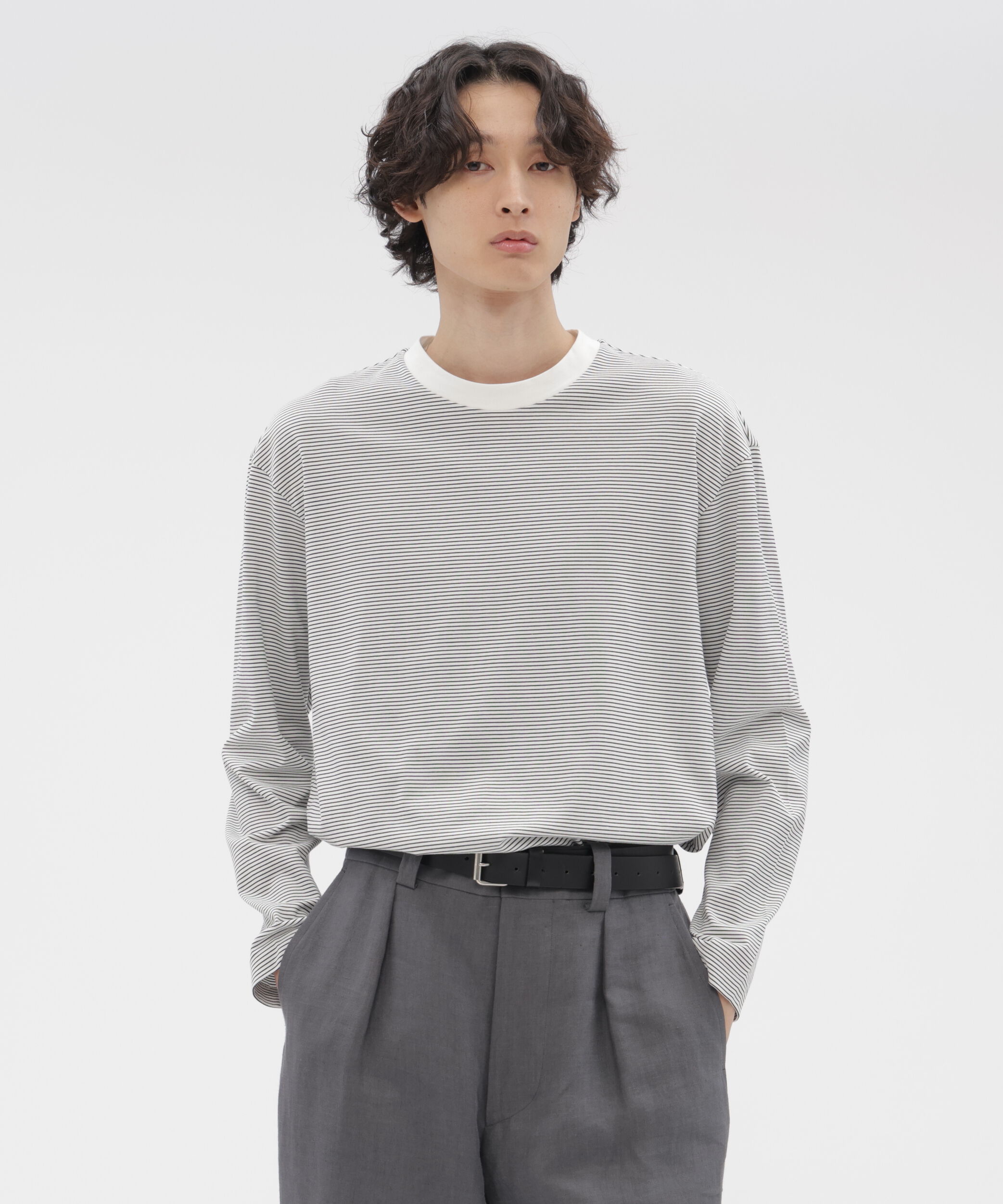 MARGARET HOWELL「COTTON STRIPE JERSEY TOP」|Tシャツ・カットソー|WHITE/BLACK4