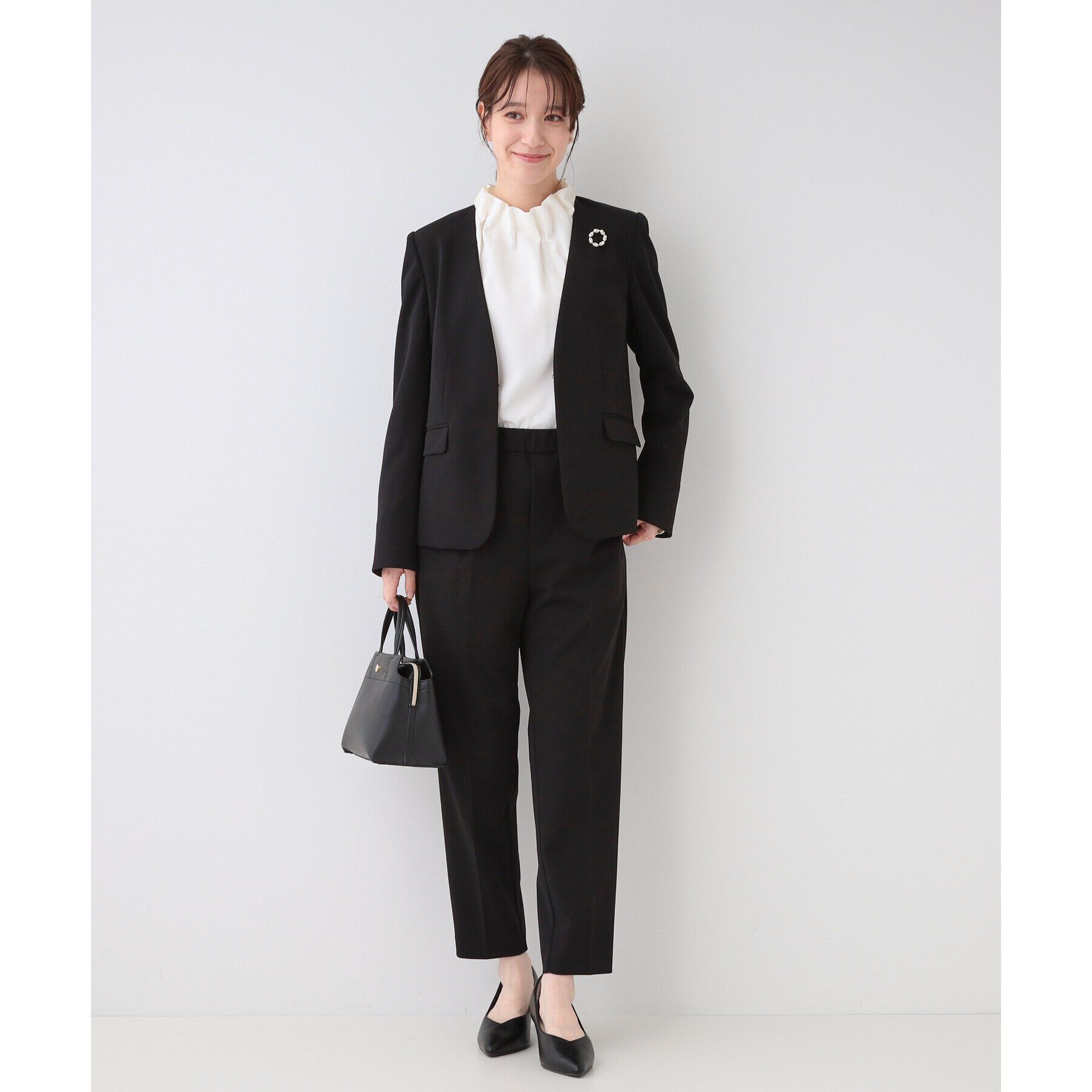 SHOO･LA･RUE「【洗える/S-3L/セットアップ可】セレモニーや通勤に カットジョーゼットテーパードパンツ」|その他|