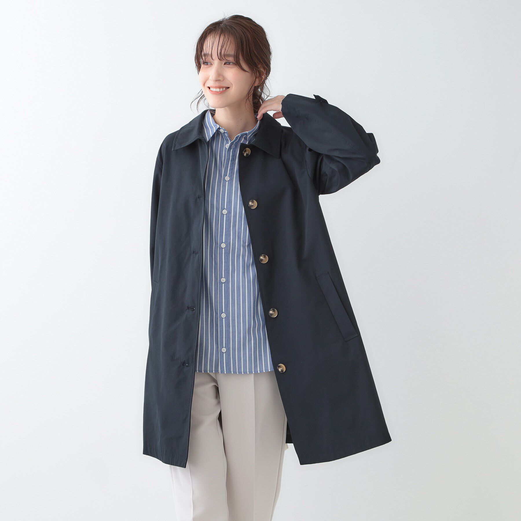 SHOO･LA･RUE「【S-LL/撥水/防花粉】オンにもオフにも ステンカラーコート」|ステンカラーコート|