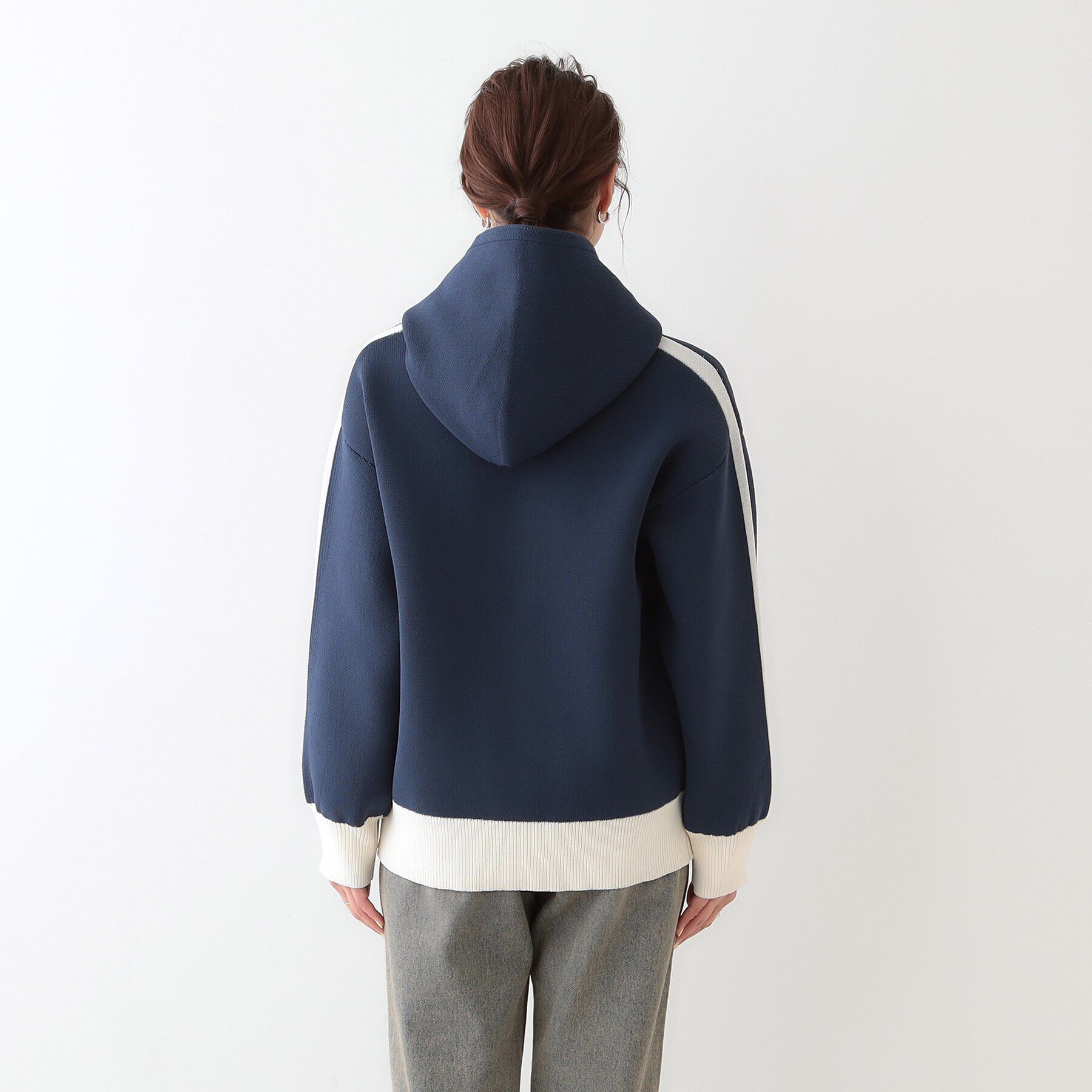 SHOO･LA･RUE「ラインで魅せる スポンディッシュニットZIPパーカ」|カーディガン|
