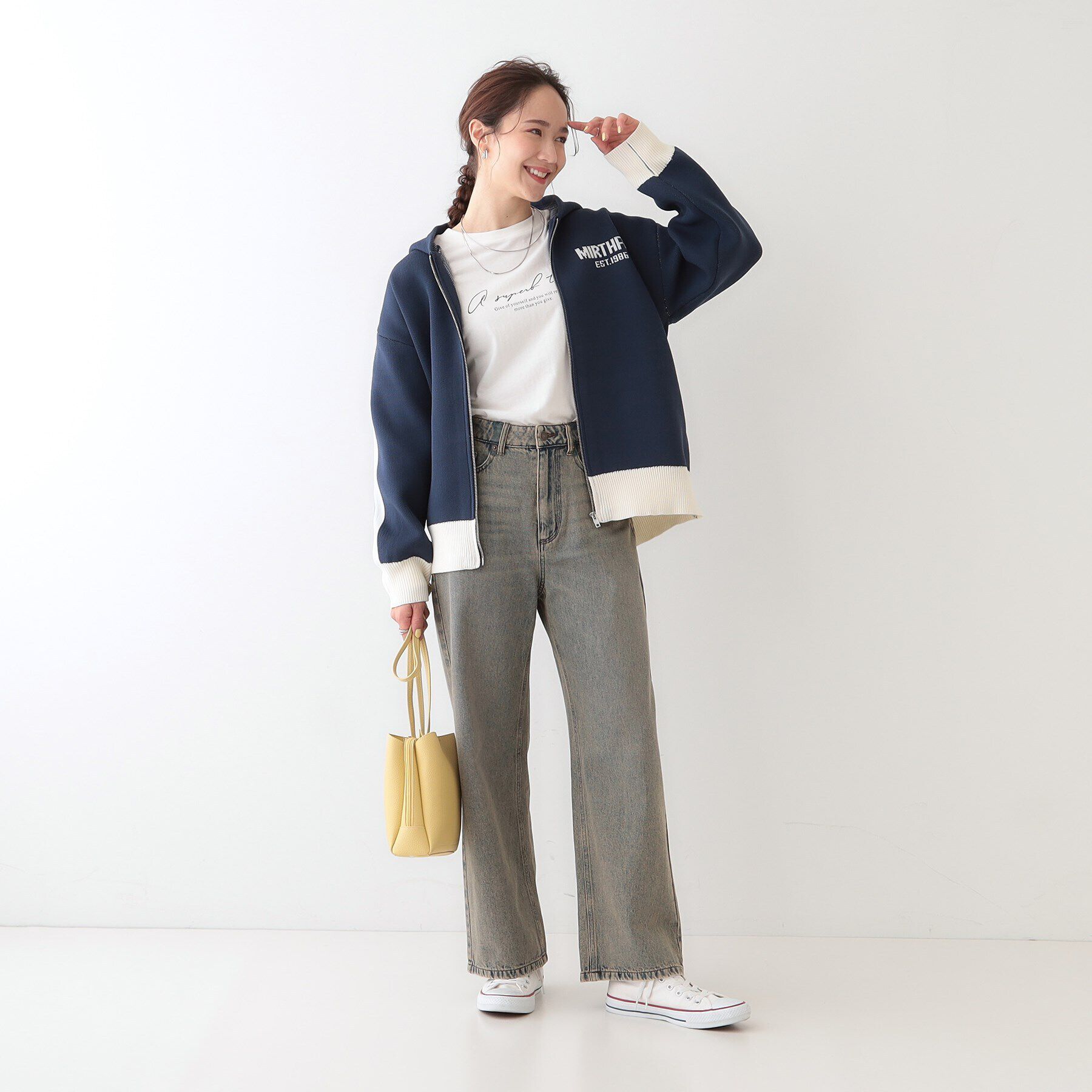 SHOO･LA･RUE「ラインで魅せる スポンディッシュニットZIPパーカ」|カーディガン|