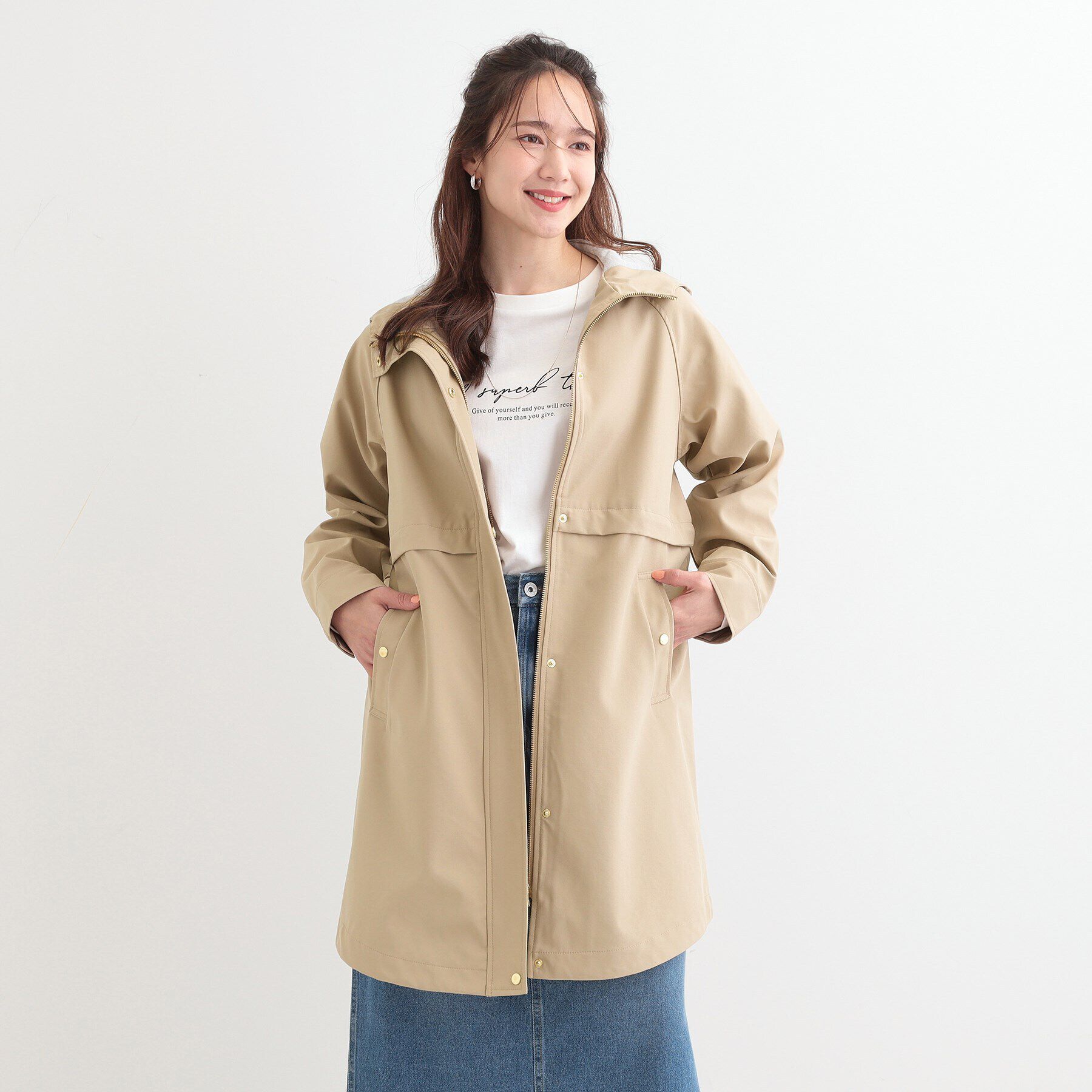 SHOO･LA･RUE「【S-LL/撥水/防花粉】軽やかに女性らしくボンディング フーデッドコート」|その他|