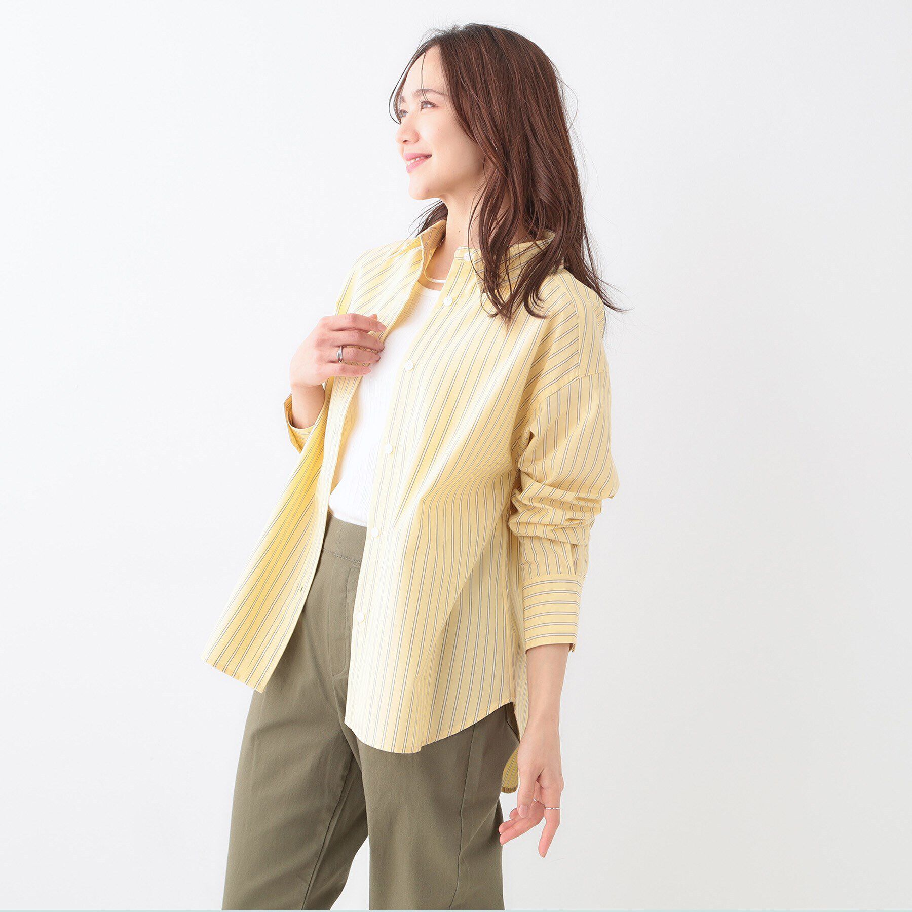 SHOO･LA･RUE「【洗える/S-LL】いろいろ ストライプシャツ」|シャツ・ブラウス|