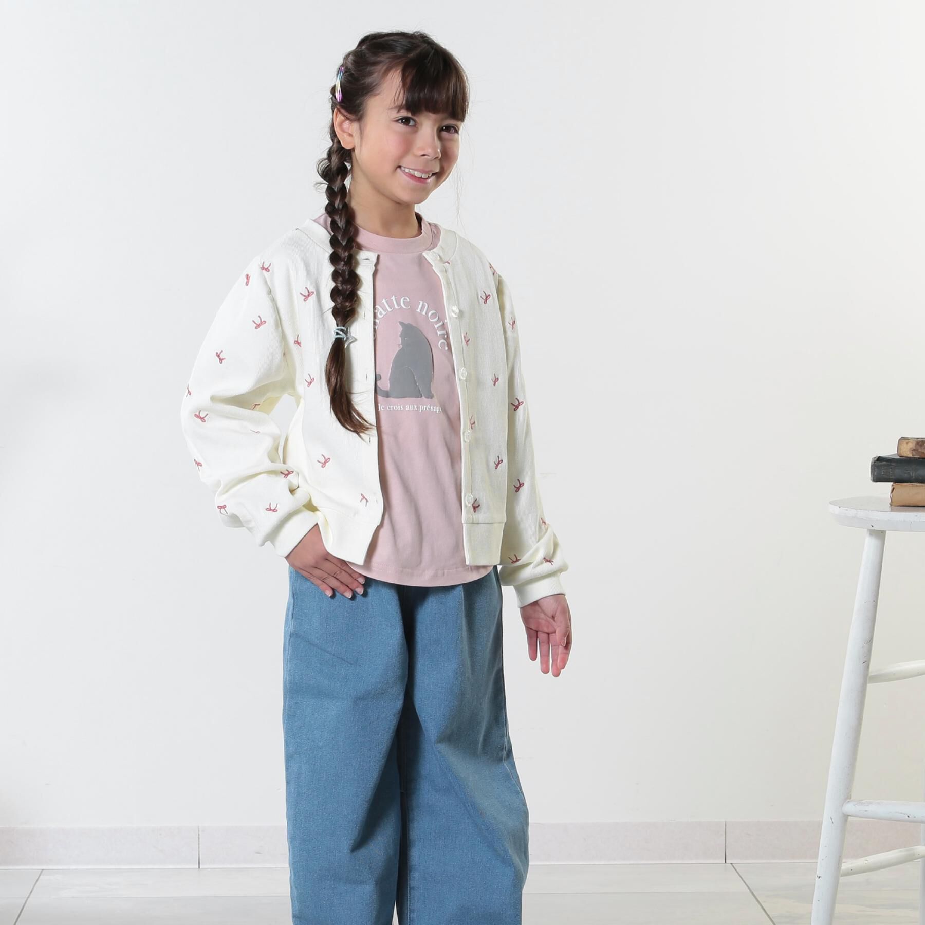 SHOO･LA･RUE「【130-150cm】リボン刺繍カーディガン」|カーディガン|