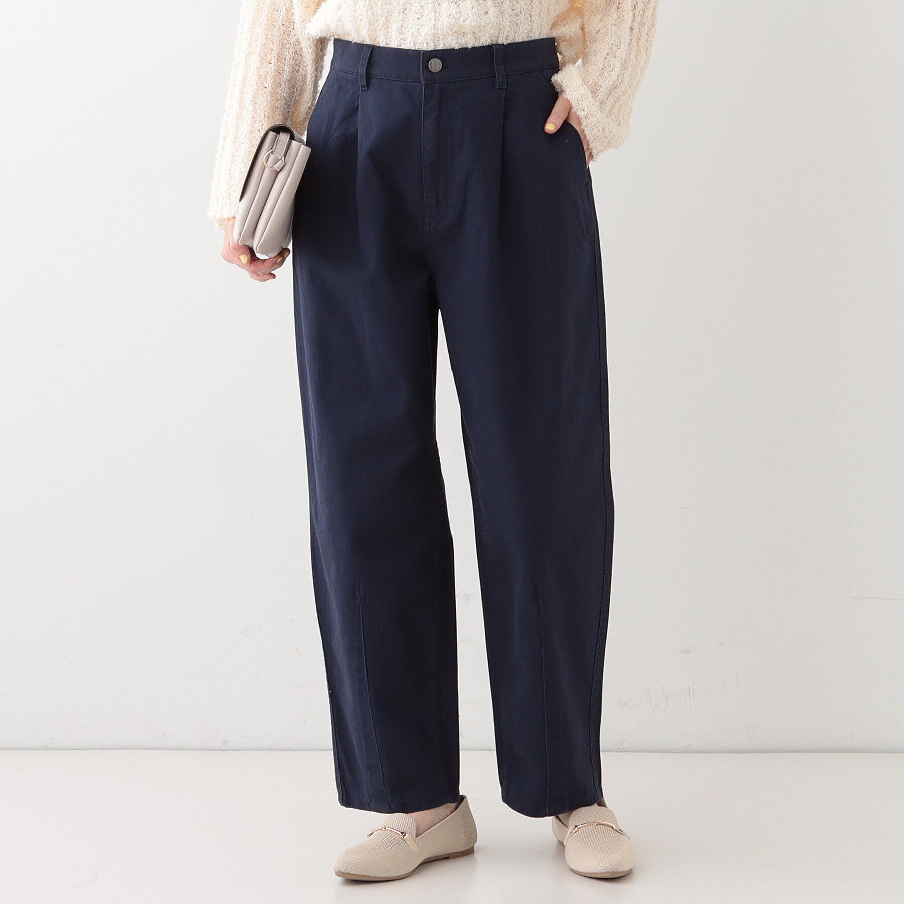SHOO･LA･RUE「【洗える/S-LL】脚のラインを拾いにくい 綿ツイルカーブパンツ」|その他|