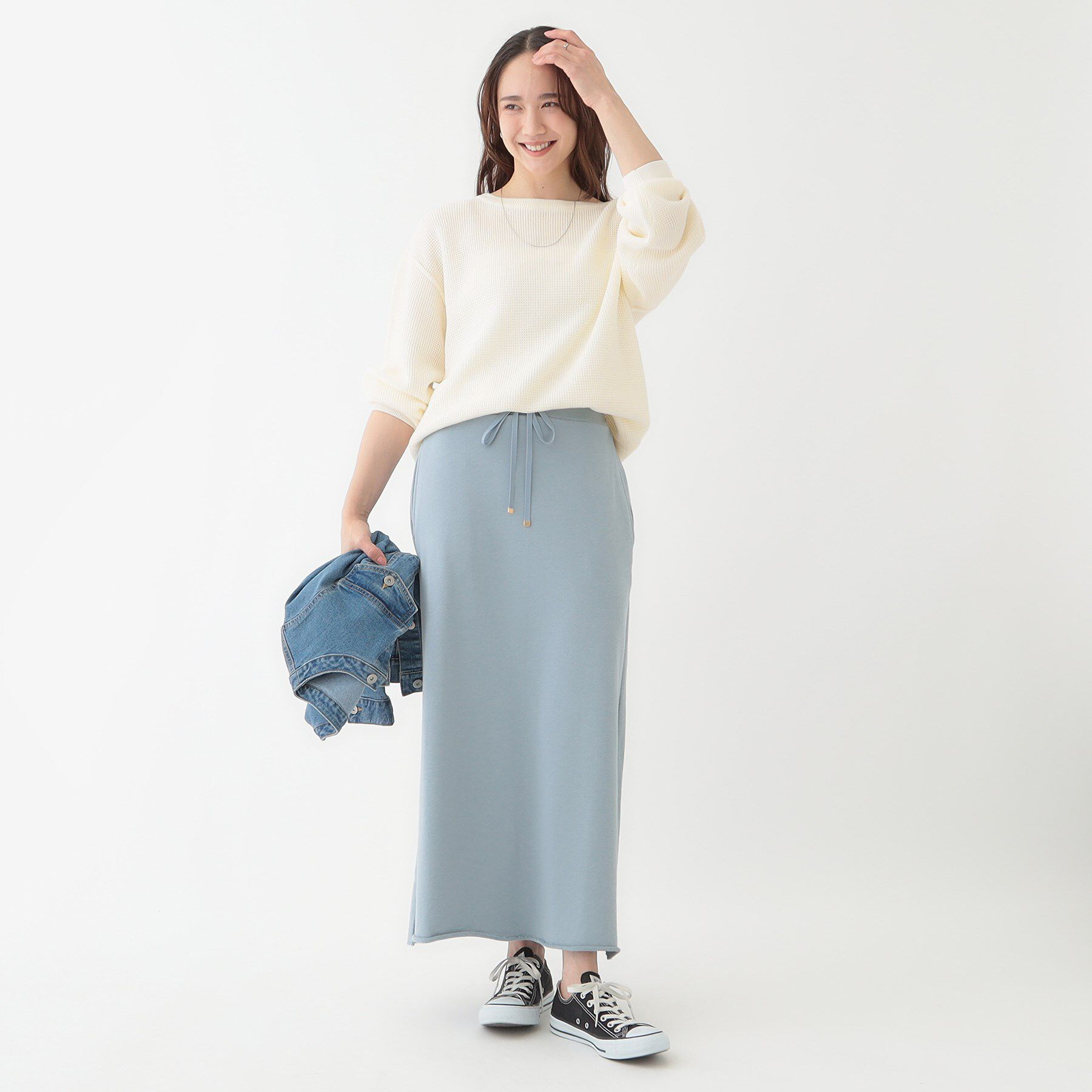 SHOO･LA･RUE「【洗える/S-LL】ワッフル編みが魅力な ドロップショルダーニット」|ニット・セーター|