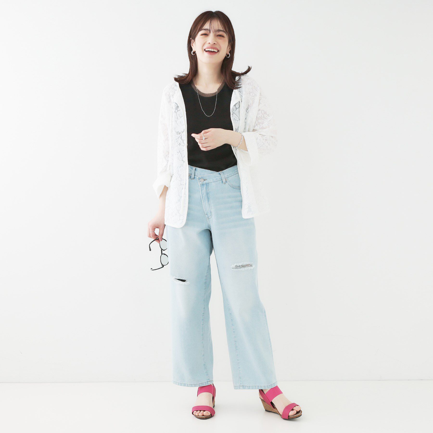 SHOO･LA･RUE「【洗える/S-LL】シアーネックがこなれ見え リブタンクトップ」|Tシャツ・カットソー|