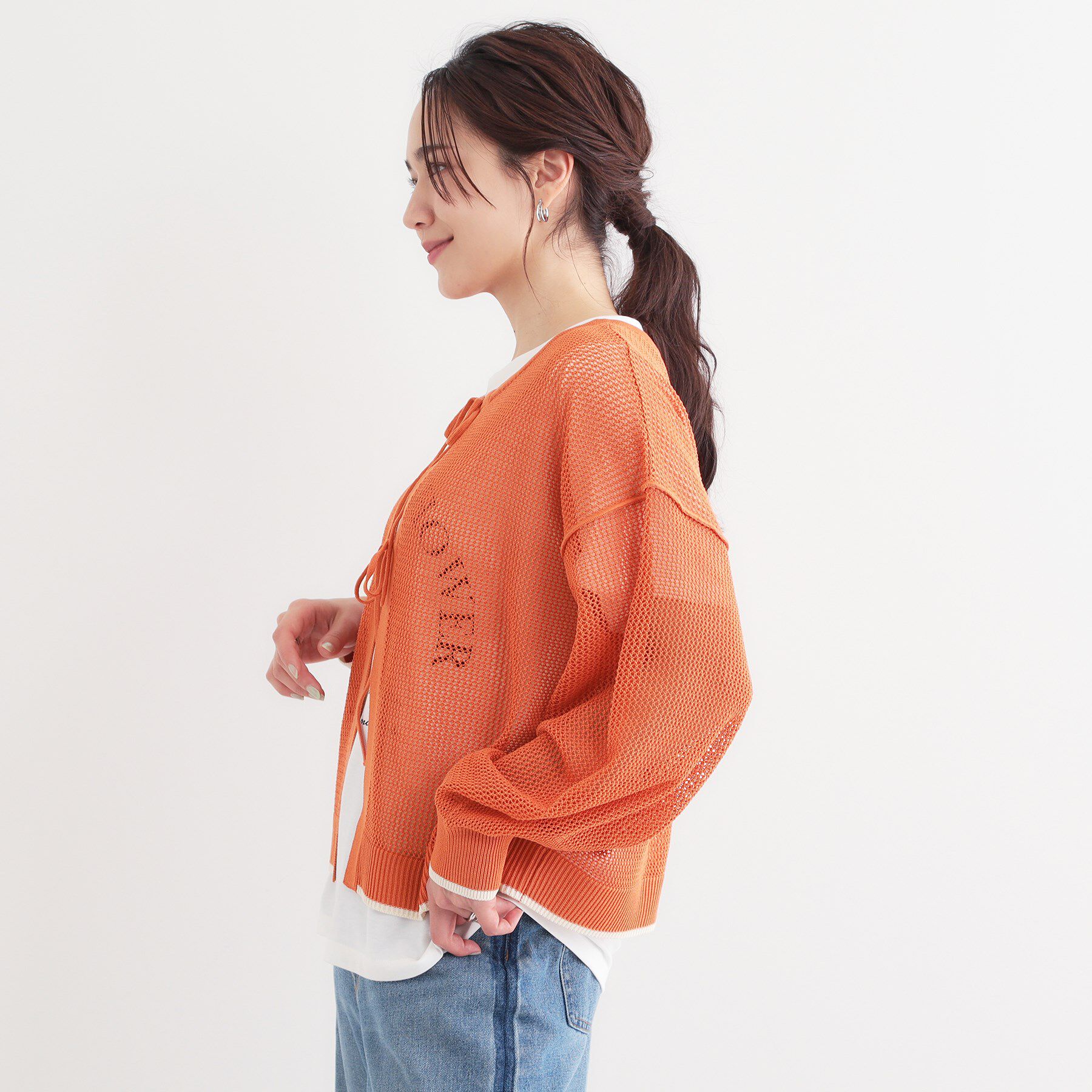 SHOO･LA･RUE「【S-LL/2点セット】前後2WAYで着られるメッシュニット＋ロゴTシャツ」|その他|