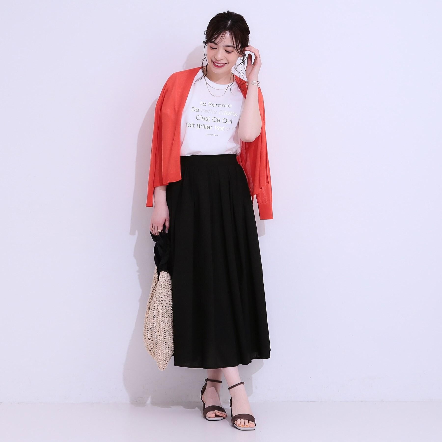 SHOO･LA･RUE「【ひんやり/UVカット】選べる3柄 お袖チュールで差をつける ロゴプリントTシャツ」|Tシャツ・カットソー|