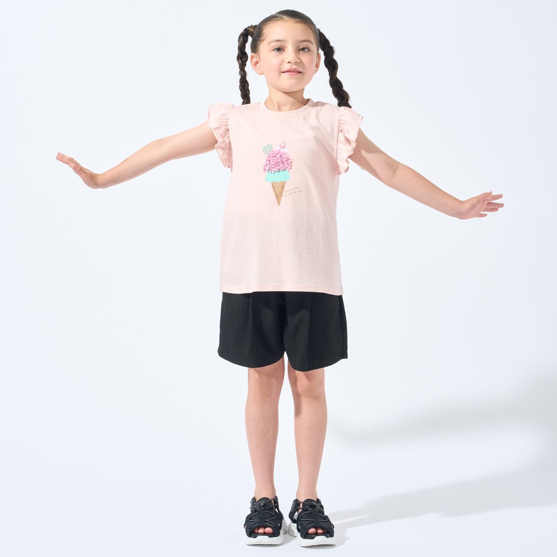 SHOO･LA･RUE「【100-150cm/ひんやり/水陸両用】ポケットフリルキュロット」|キュロット|