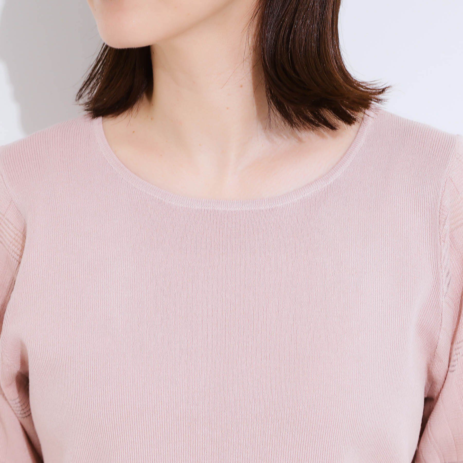SHOO･LA･RUE「【S-LL】大人上品な お袖シアー切り替えニット」|ニット・セーター|