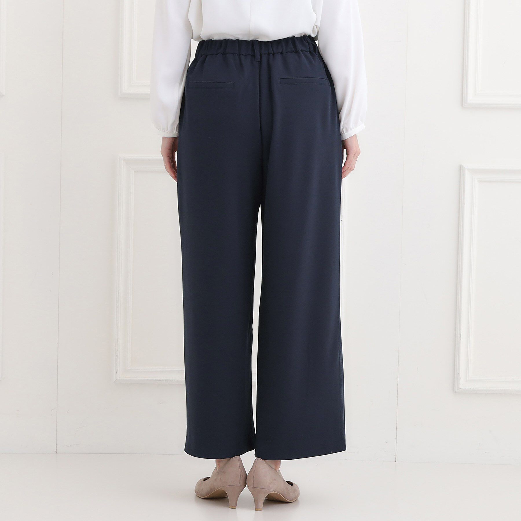 SHOO･LA･RUE「【洗濯機可/セットアップ可/S-3L】きちんと楽に。カットジョーゼットワイドパンツ」|その他|