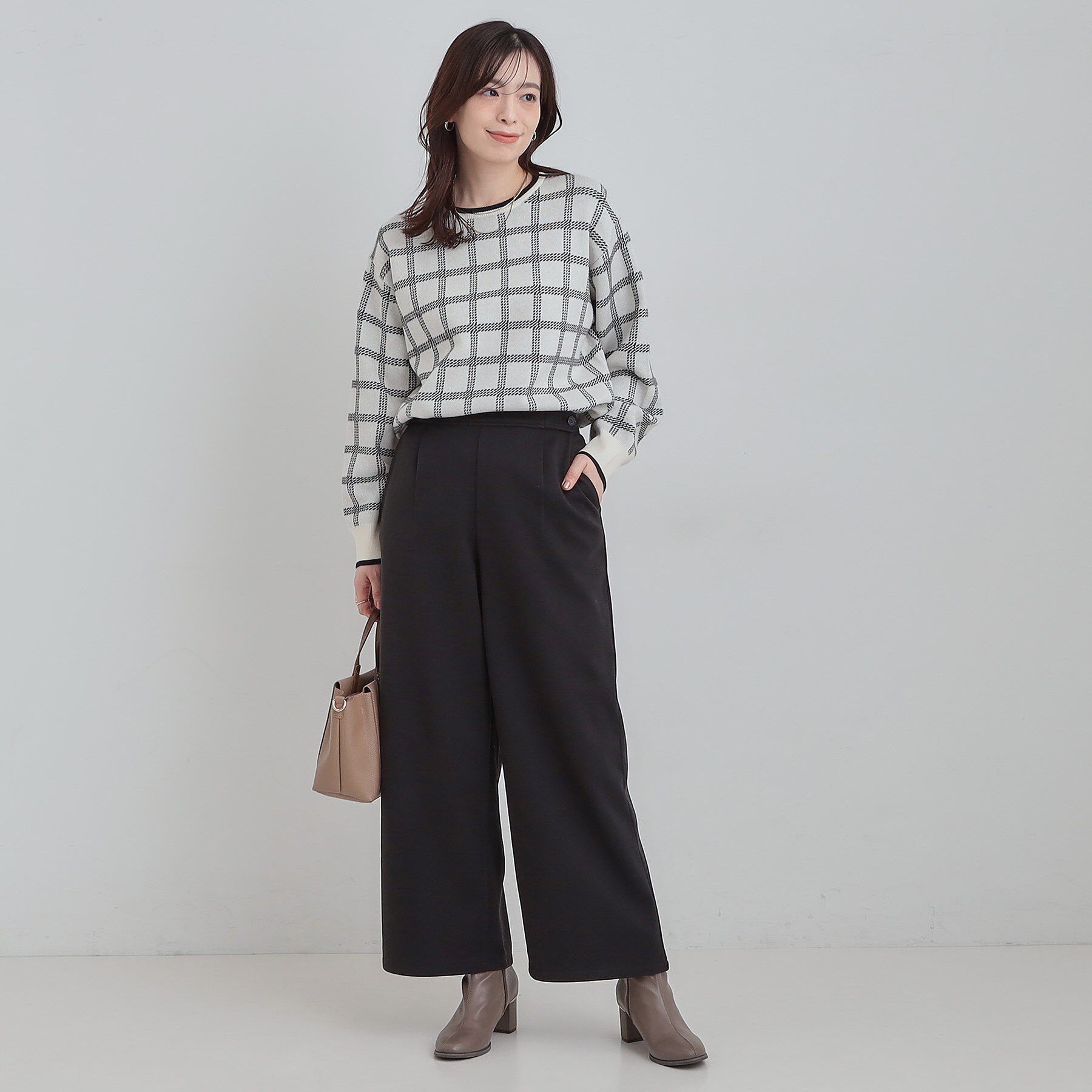 SHOO･LA･RUE「【洗濯機可/S-LL】ウエストのタブボタンがポイント　ワイドパンツ」|その他|