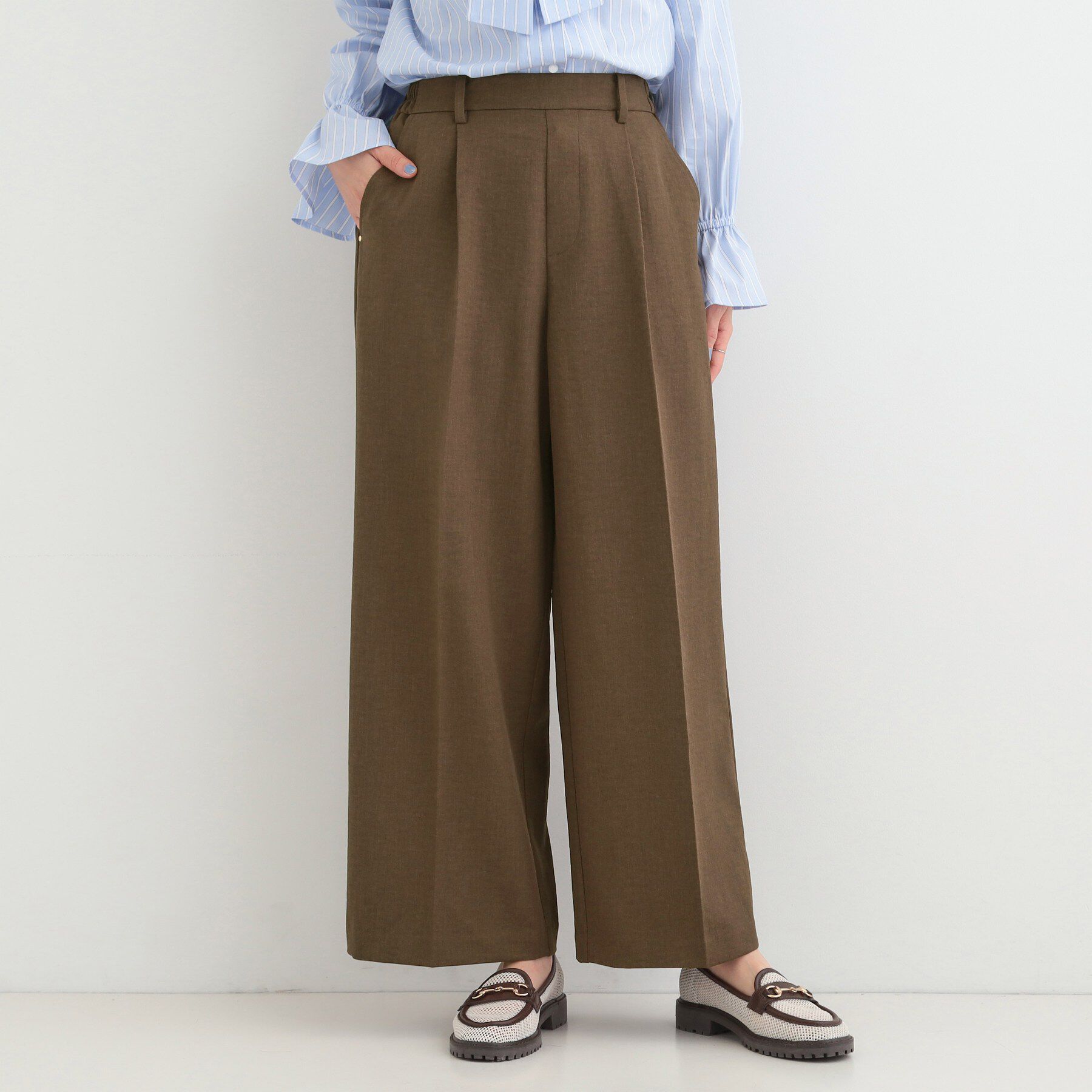 SHOO･LA･RUE「【洗濯機可/セットアップ可/UV/SS-LL】きちんとリラックス きれい見えワイドパンツ」|その他|