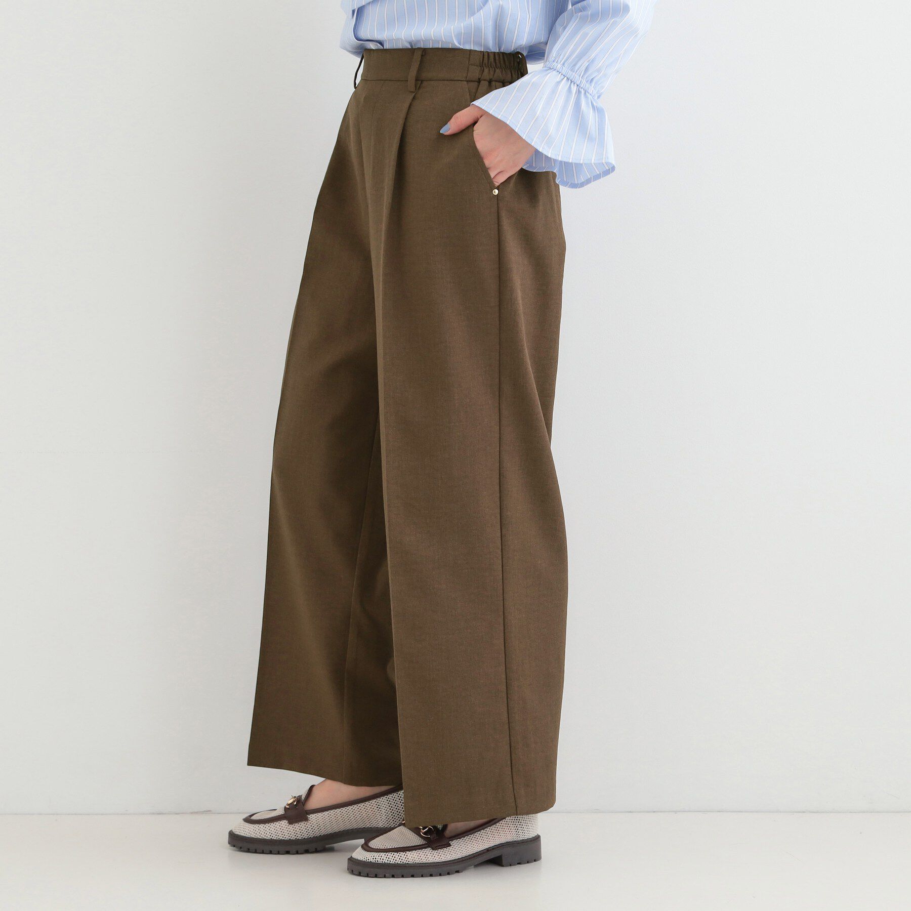 SHOO･LA･RUE「【洗濯機可/セットアップ可/UV/SS-LL】きちんとリラックス きれい見えワイドパンツ」|その他|