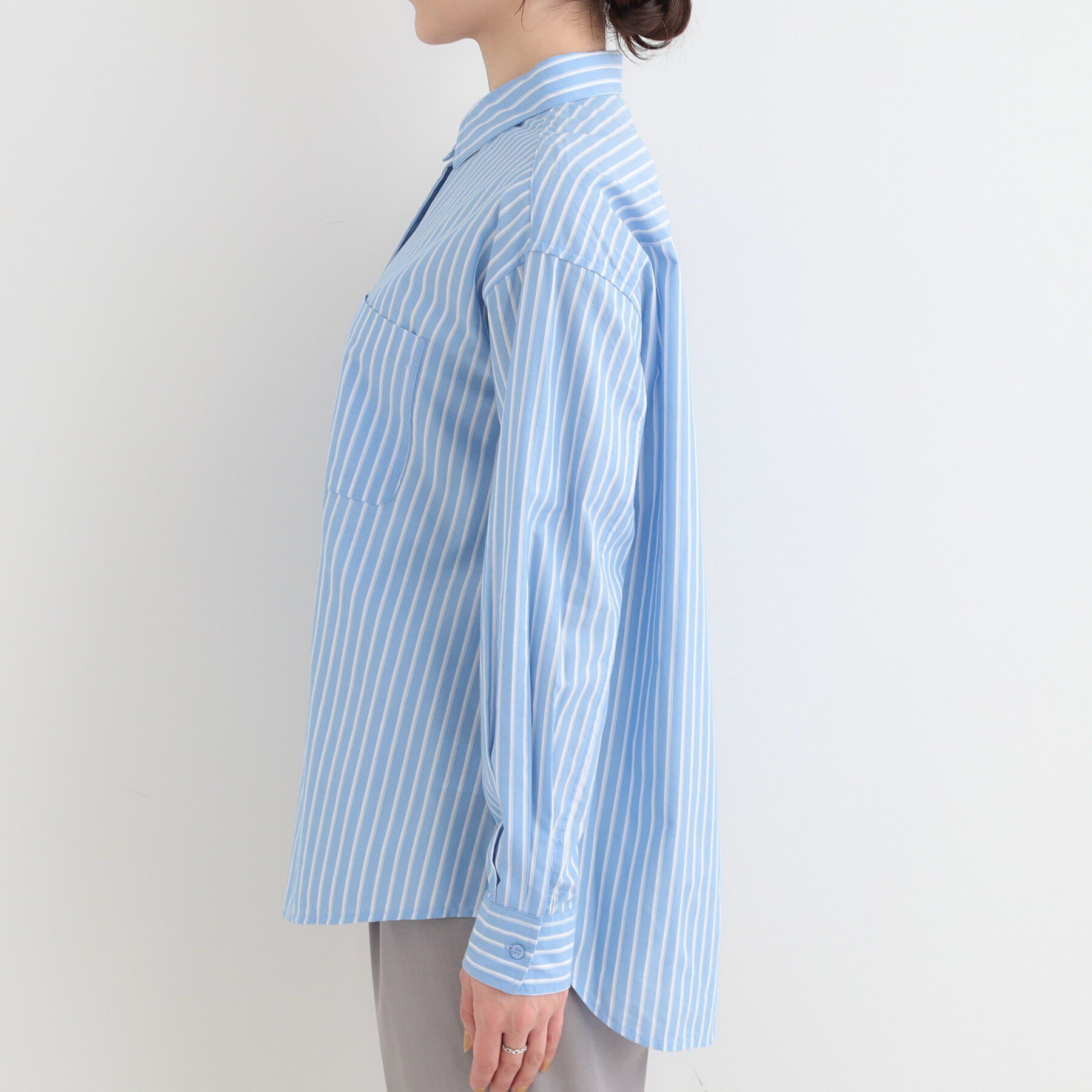 SHOO･LA･RUE「【選べる色・柄/S-LL】通年使える レギュラーカラーシャツ」|シャツ・ブラウス|