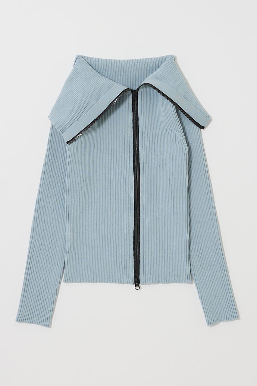 MOUSSY「BIG COLLAR ZIP UP ニットトップス」|ニット・セーター|