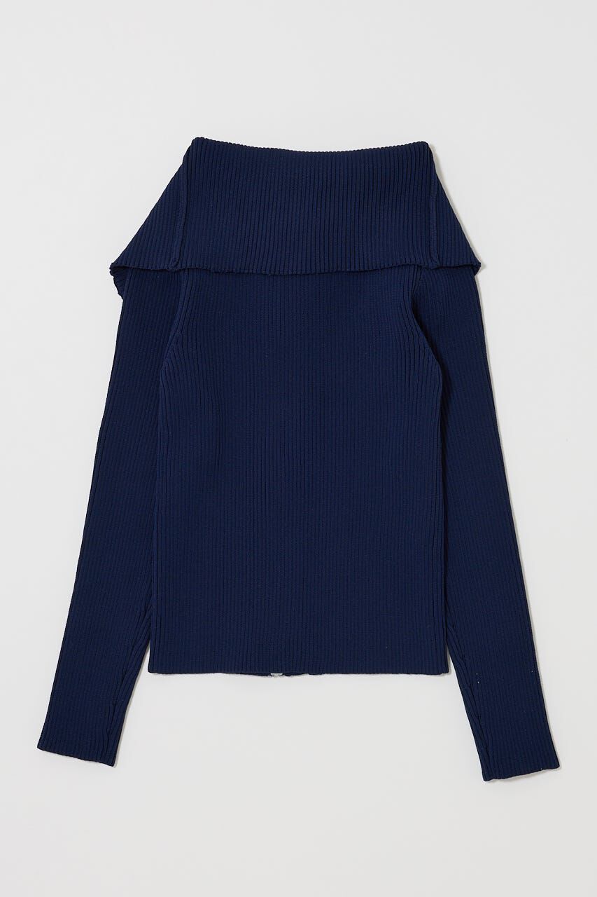 MOUSSY「BIG COLLAR ZIP UP ニットトップス」|ニット・セーター|