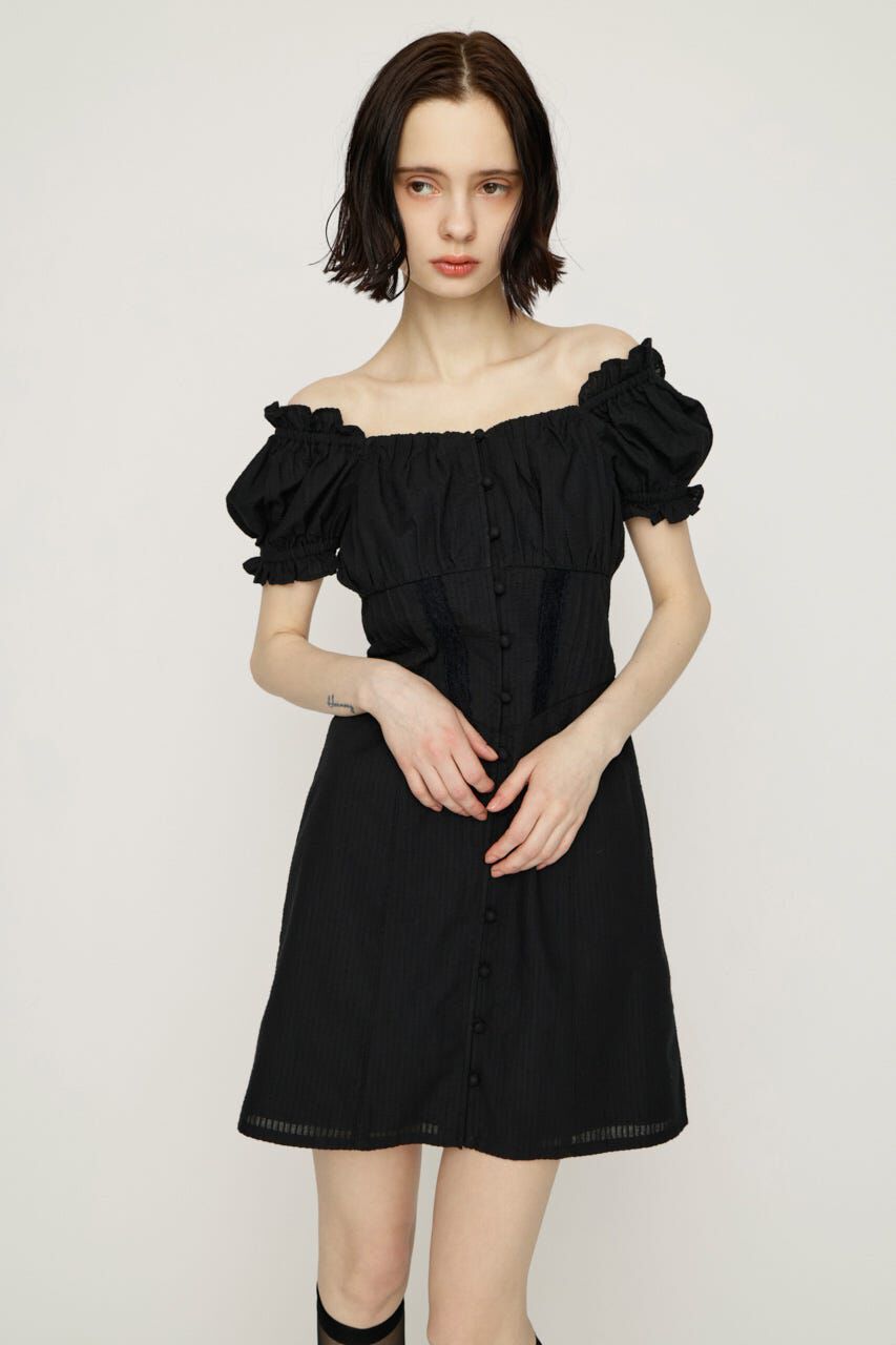 SLY「GATHER RIBBON ショートワンピース」|ワンピース|BLK
