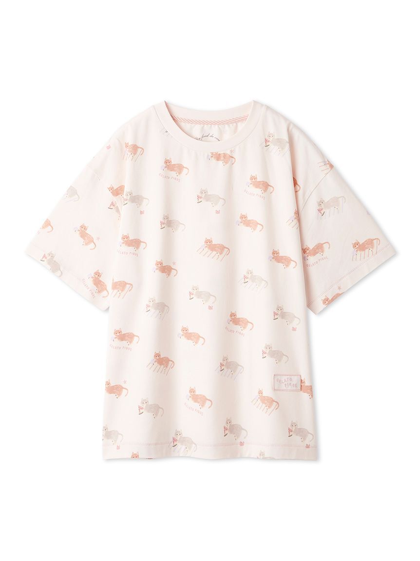 gelato pique「シーサイドキャット柄Tシャツ」|ルームウェア|PNK