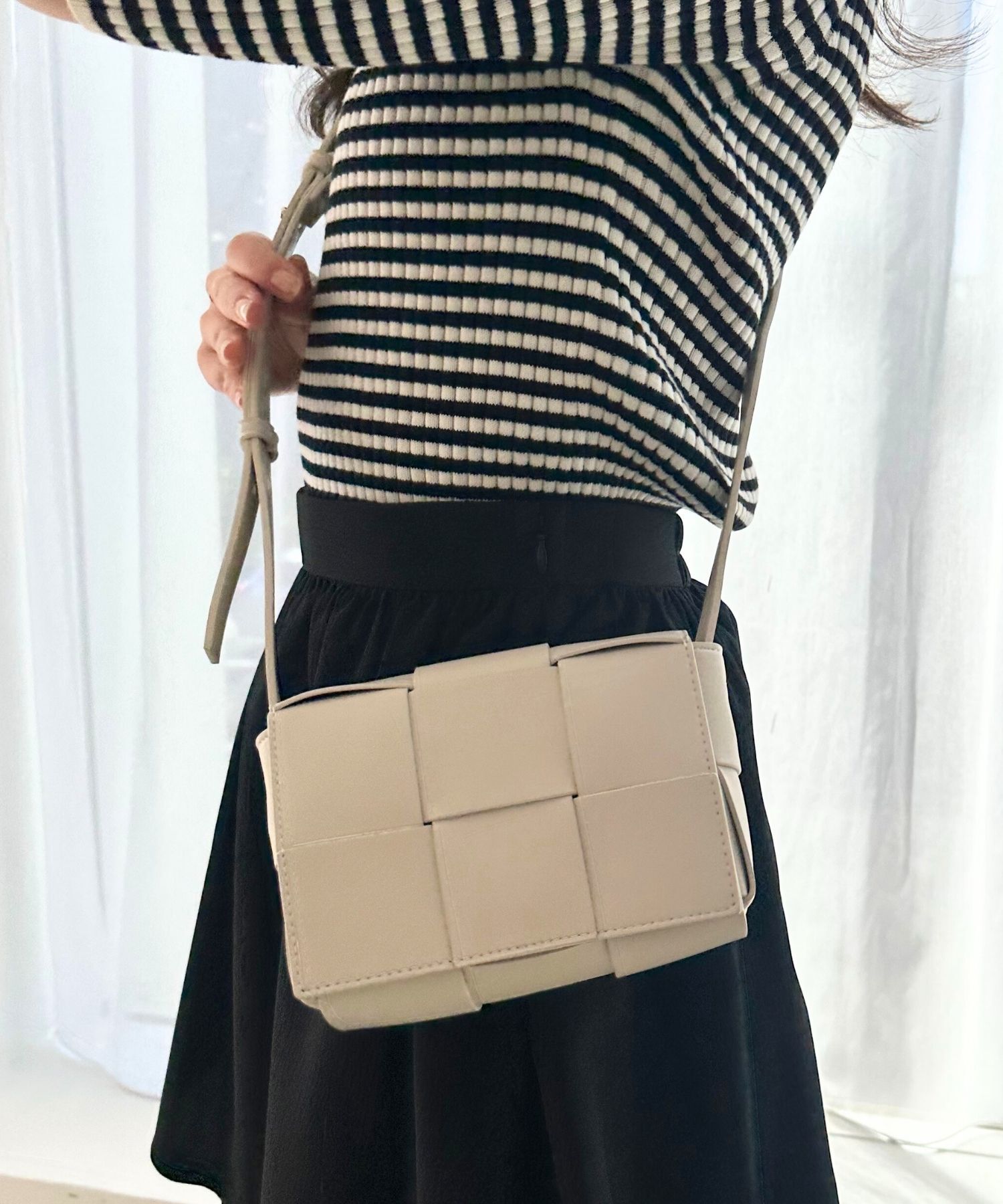 ORiental TRaffic「【BAG】編み込みショルダーバッグ/BA-213 ハンドバッグ ショルダーバッグ」|ショルダー・メッセンジャー|IVORY