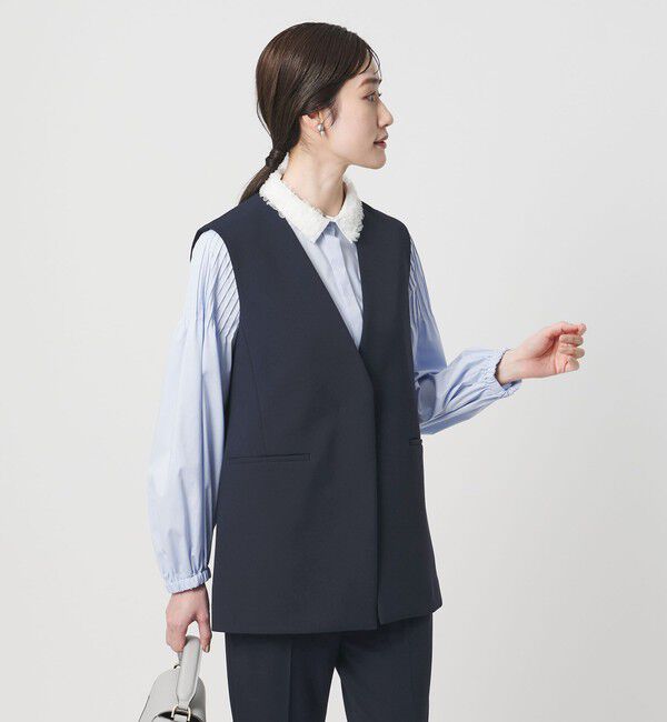 UNITED ARROWS「ダブルクロス ミドルベスト ‐ストレッチ ウォッシャブル‐」|ベスト・ジレ|NAVY