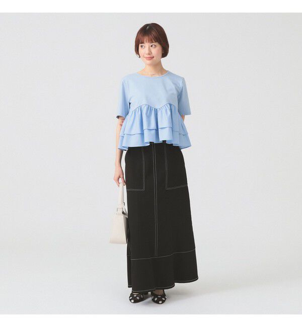 Ray BEAMS 「ティアード キリカエ Tシャツ　　26SS 通勤 通学 フリル 短丈 オンオフ対応 洗える スタイルアップ 」|Tシャツ・カットソー|