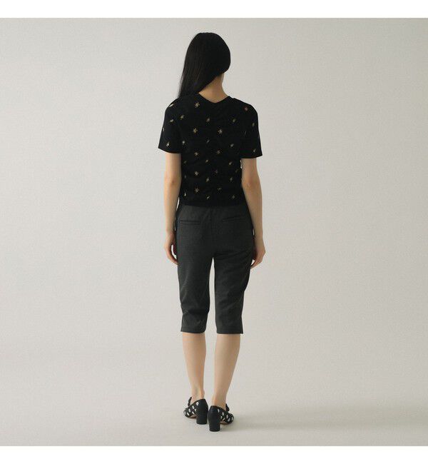 Ray BEAMS 「フラワー 刺繍 シャーリング Tシャツ　　26SS 花柄 洗える コンパクトTシャツ 」|Tシャツ・カットソー|