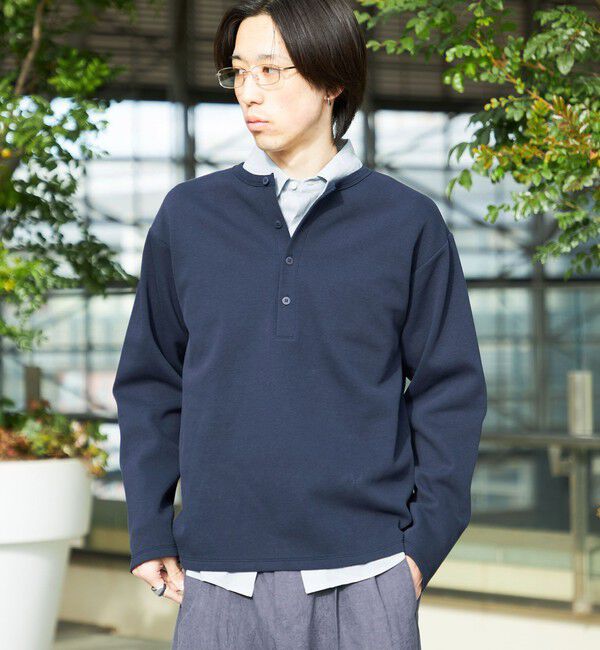 SHIPS「City Ambient Products: ピケ ヘンリー ネック ロングスリーブ」|Tシャツ・カットソー|