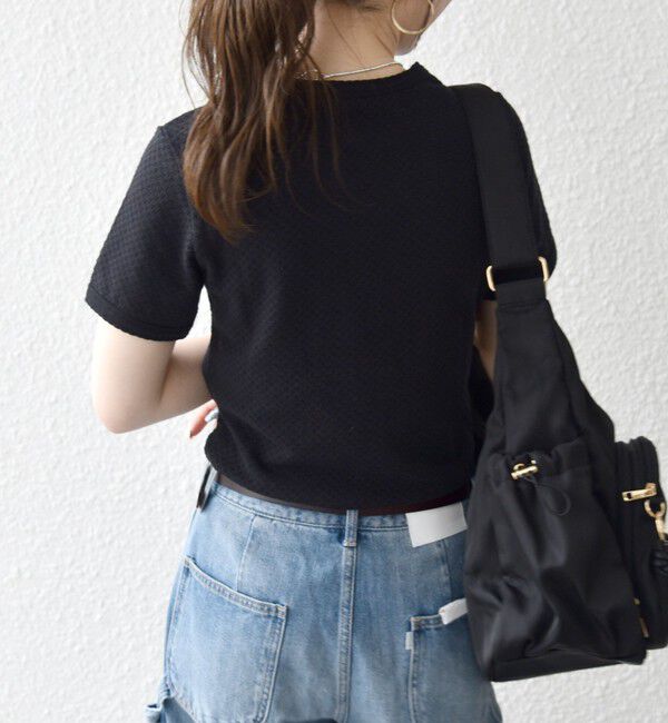 SHIPS any「《予約》SHIPS any:〈洗濯機可能〉透かし レース 半袖 クルーネック Tシャツ」|Tシャツ・カットソー|