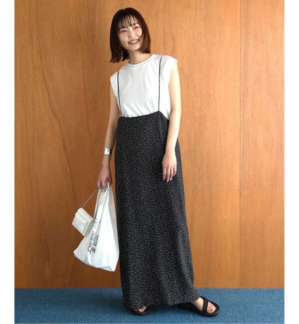 SLOBE IENA「《追加/2枚セット》アイラインキャミワンピース&times;ノースリーブTEEセット」|ワンピース|