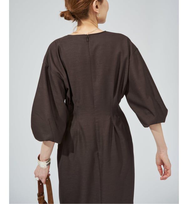 VERMEIL par iena「《一部WEB限定予約》FLAXASA jewel ox ウエストシェイプワンピース」|ワンピース|
