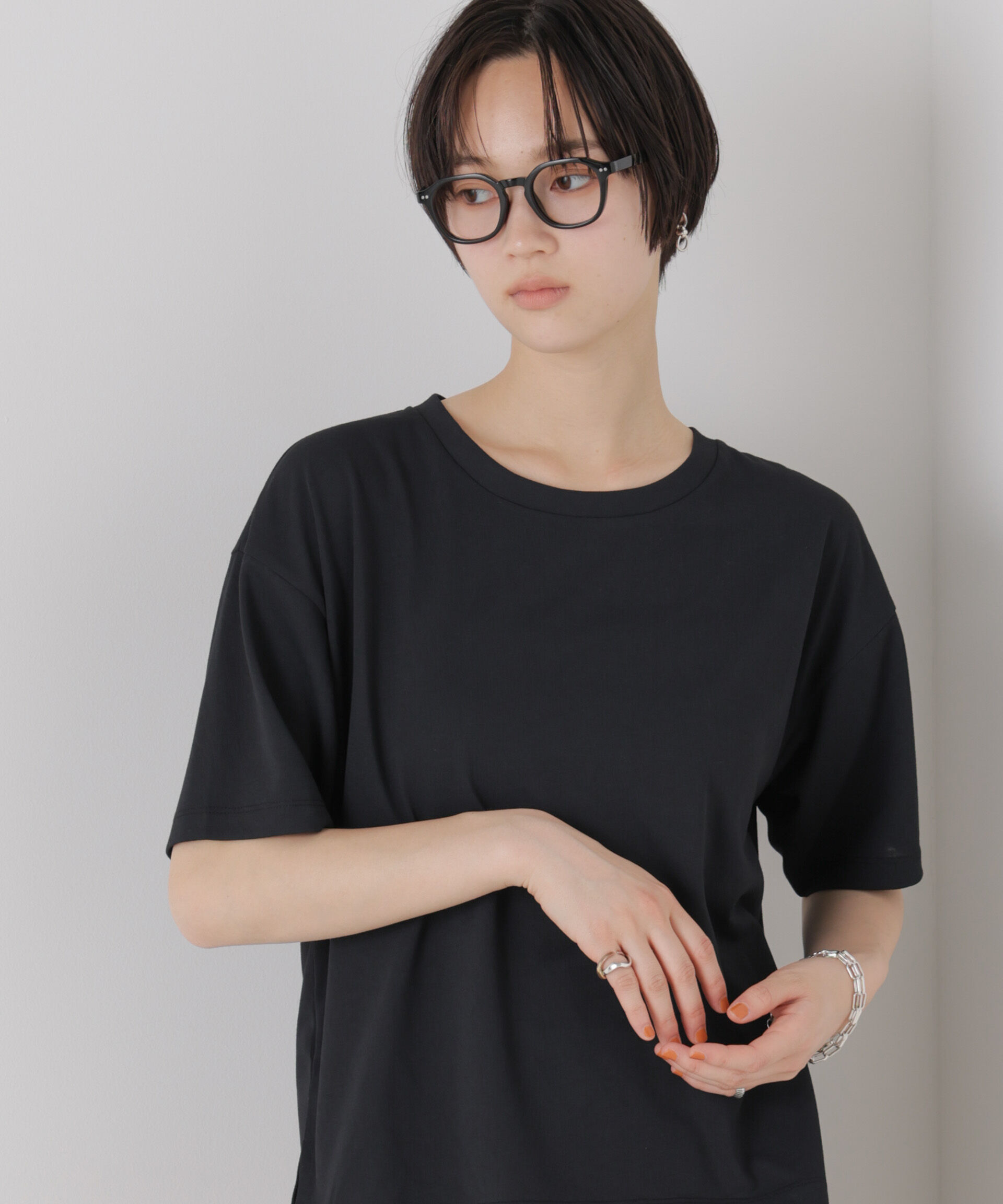 nano･universe「汗隠糸加工&多彩機能カットソー素材 クルーネックトップス」|Tシャツ・カットソー|