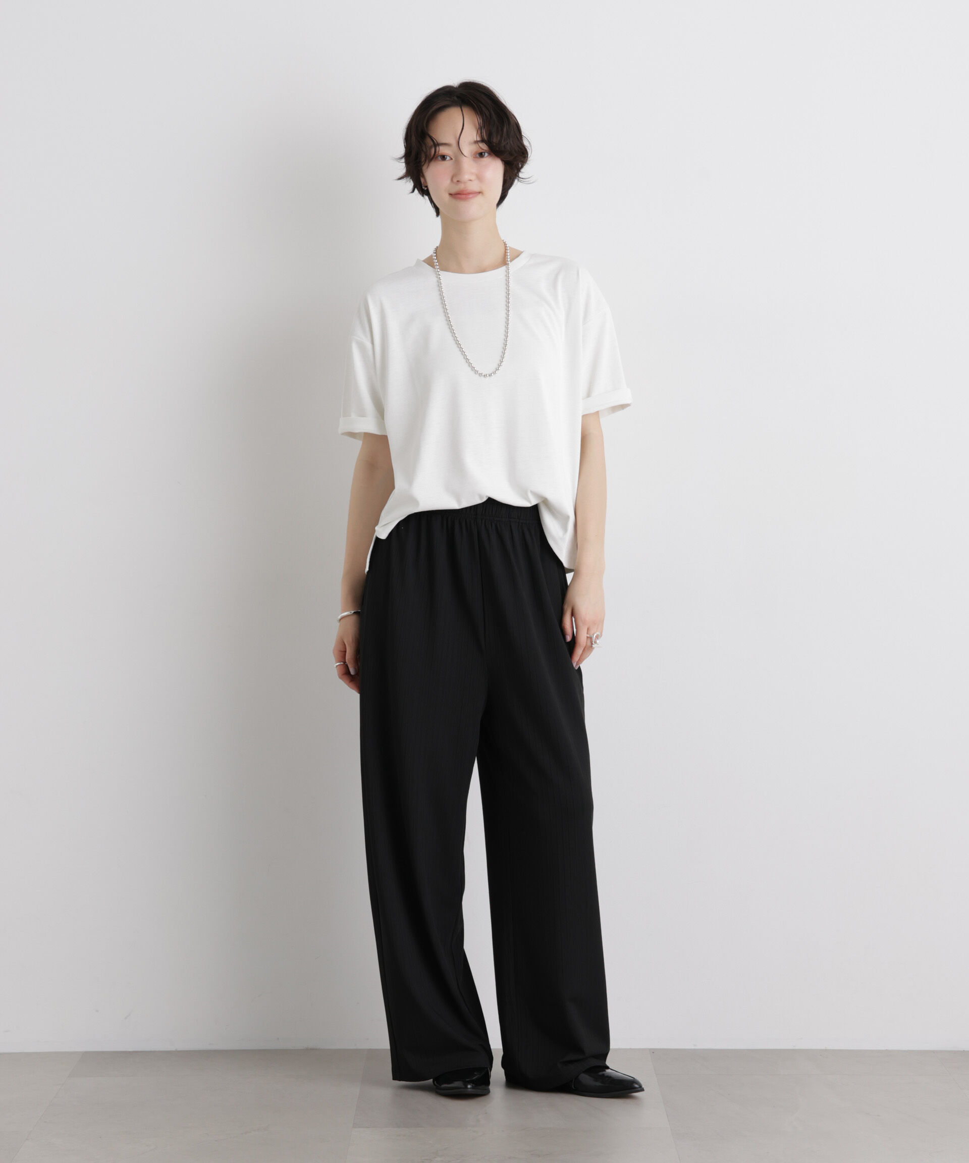 nano･universe「汗隠糸加工&多彩機能カットソー素材 クルーネックトップス」|Tシャツ・カットソー|