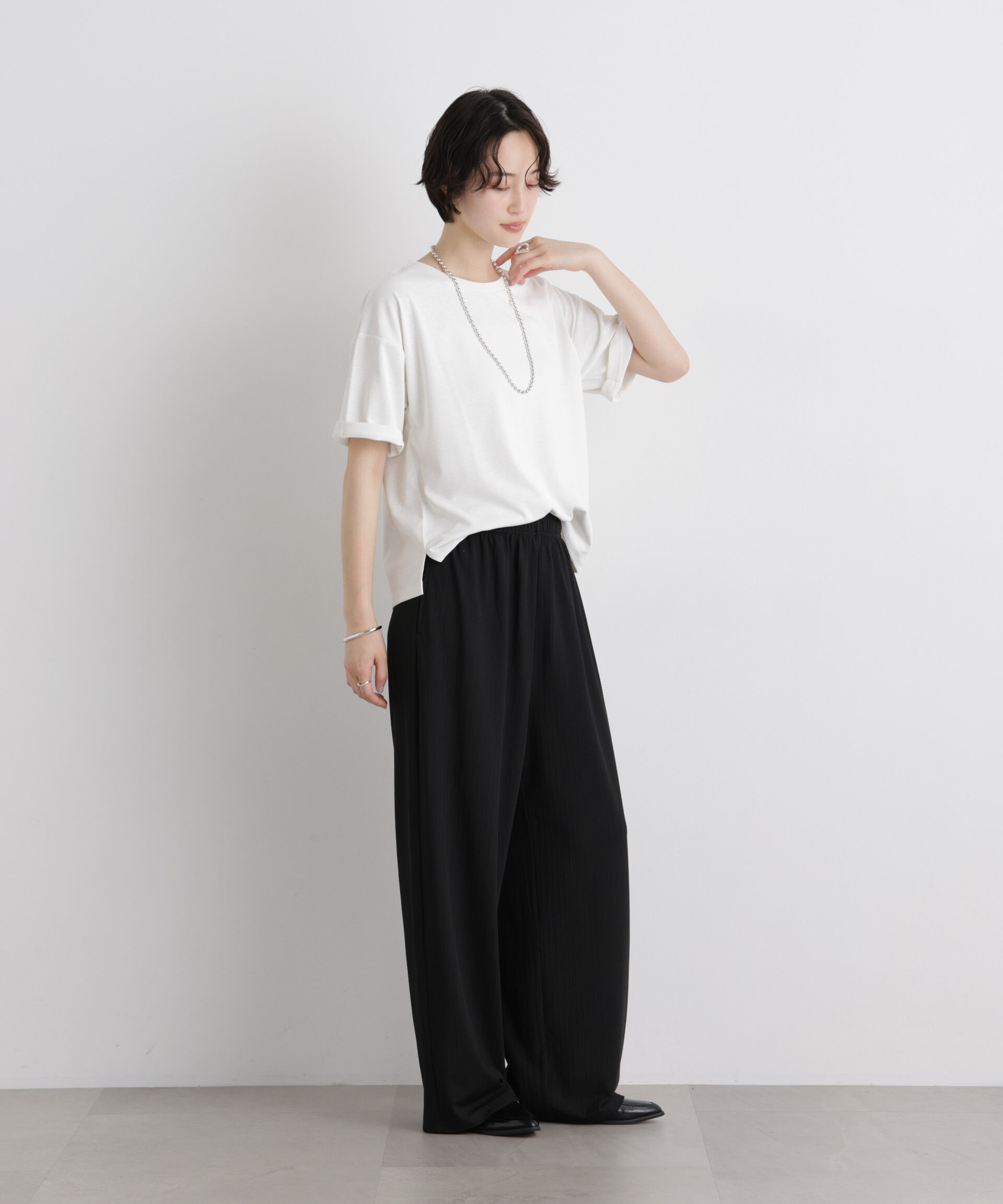nano･universe「汗隠糸加工&多彩機能カットソー素材 クルーネックトップス」|Tシャツ・カットソー|
