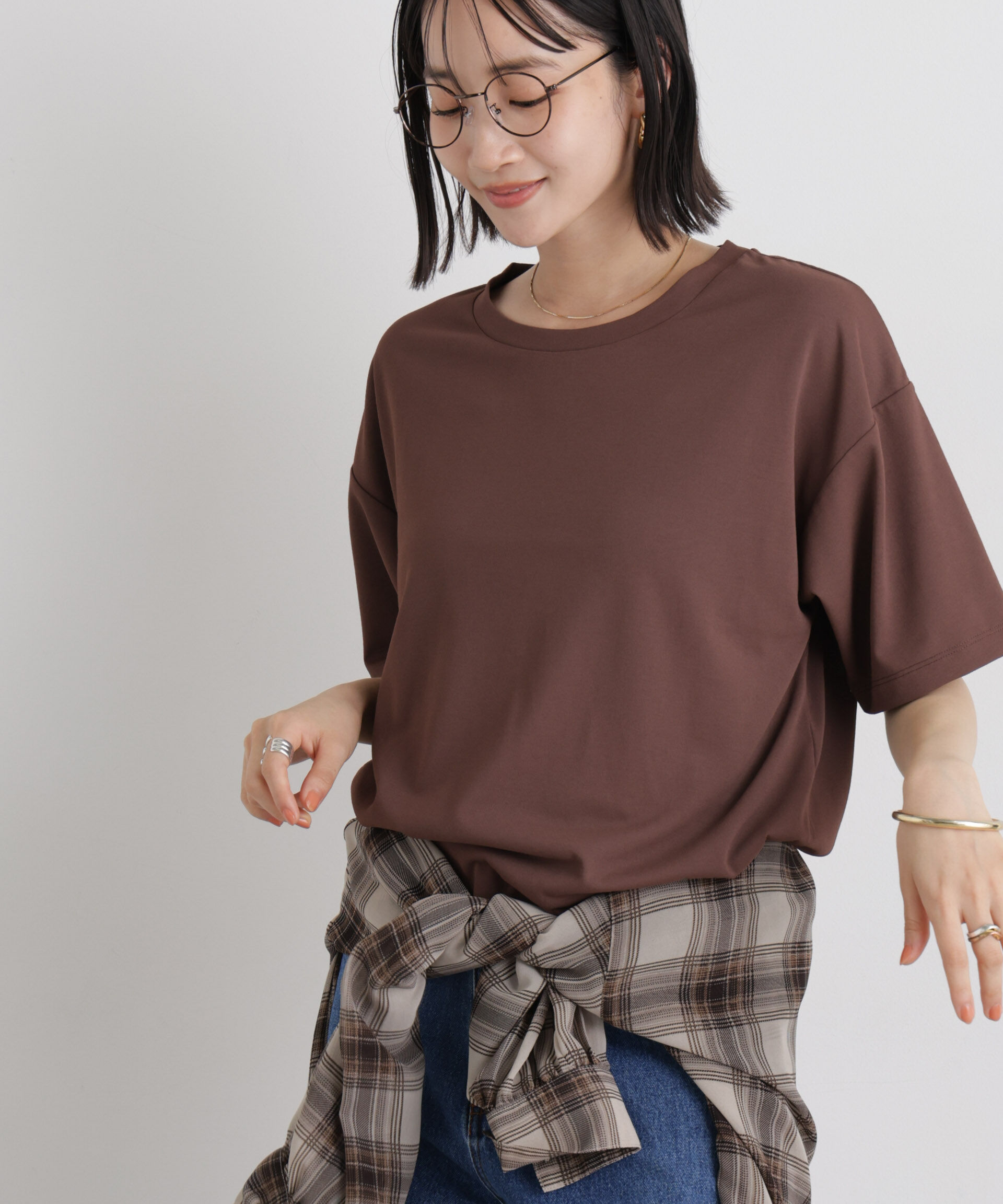 nano･universe「汗隠糸加工&多彩機能カットソー素材 クルーネックトップス」|Tシャツ・カットソー|