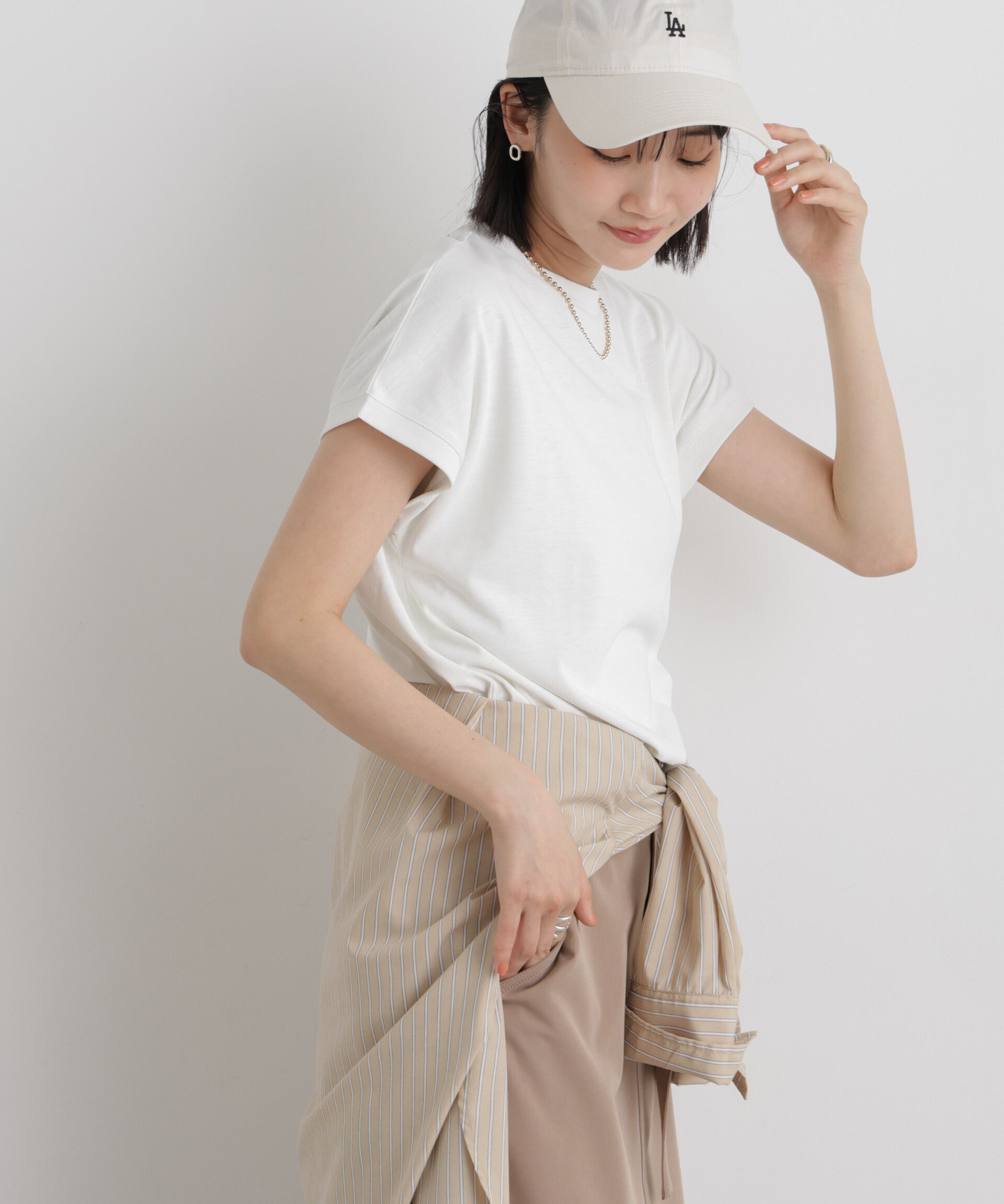 nano･universe「汗隠糸加工&多彩機能カットソー素材 ドルマンフレンチトップス」|Tシャツ・カットソー|