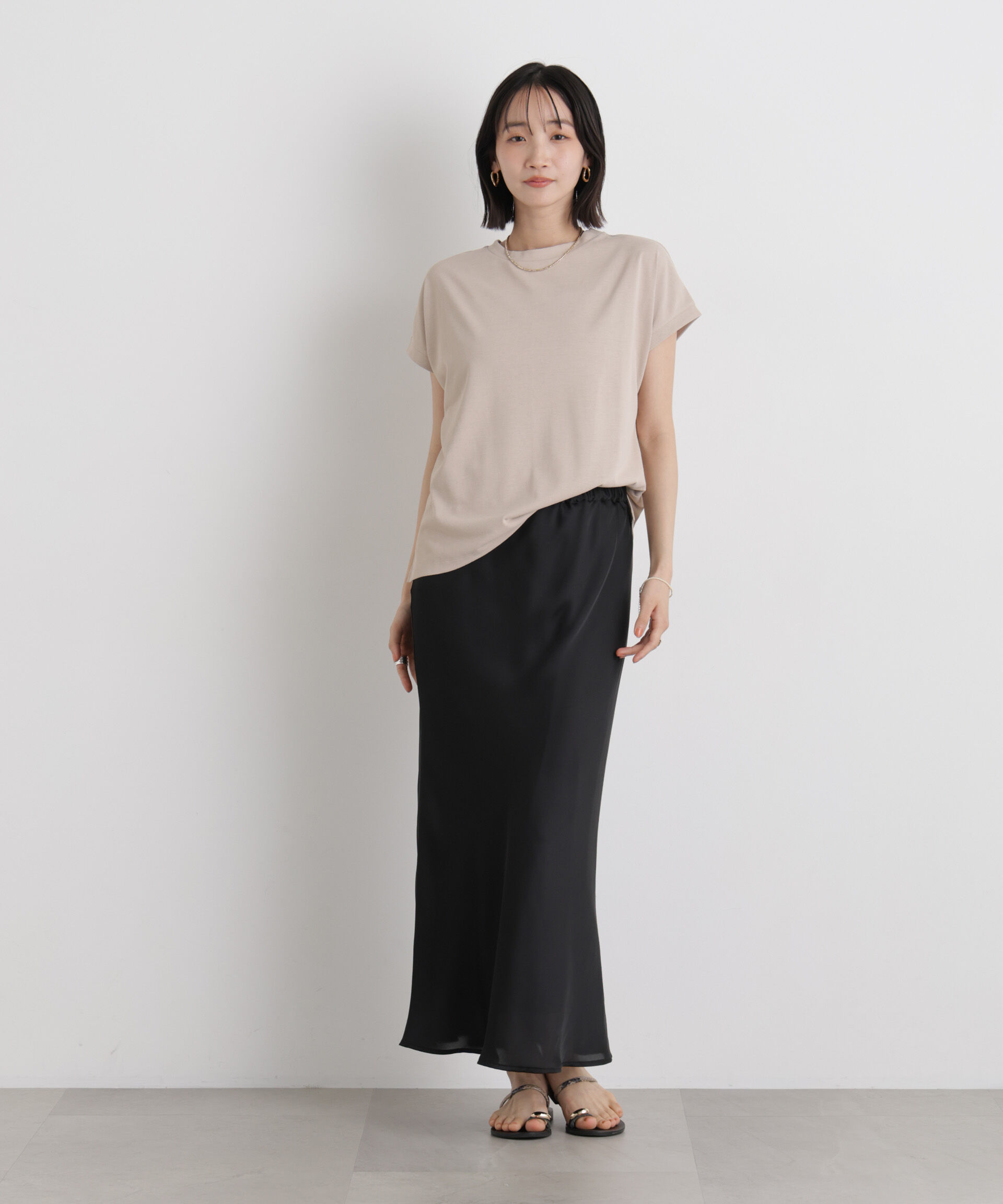 nano･universe「汗隠糸加工&多彩機能カットソー素材 ドルマンフレンチトップス」|Tシャツ・カットソー|