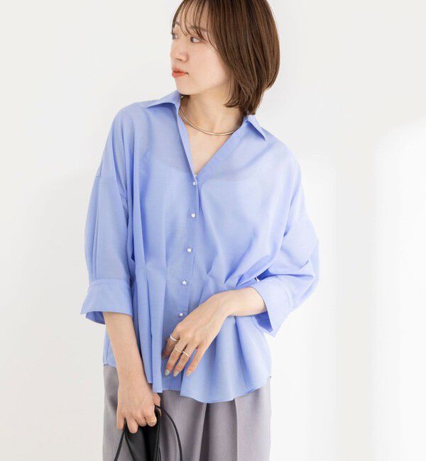 NOLLEY'S「《接触冷感》ウォッシャブルシアースキッパータック半袖ブラウス」|シャツ・ブラウス|