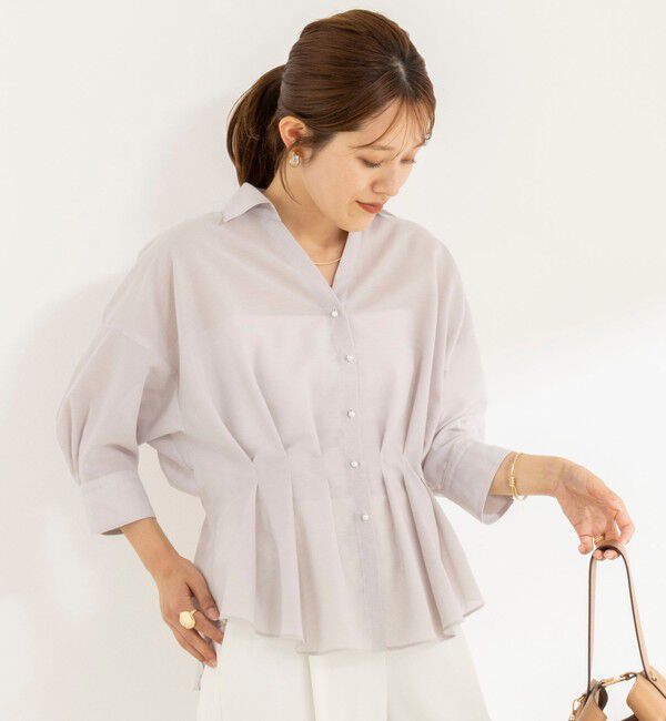 NOLLEY'S「《接触冷感》ウォッシャブルシアースキッパータック半袖ブラウス」|シャツ・ブラウス|