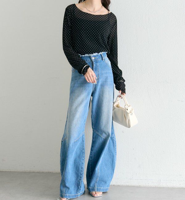  「バックシャンドットチュールロンT」|Tシャツ・カットソー|