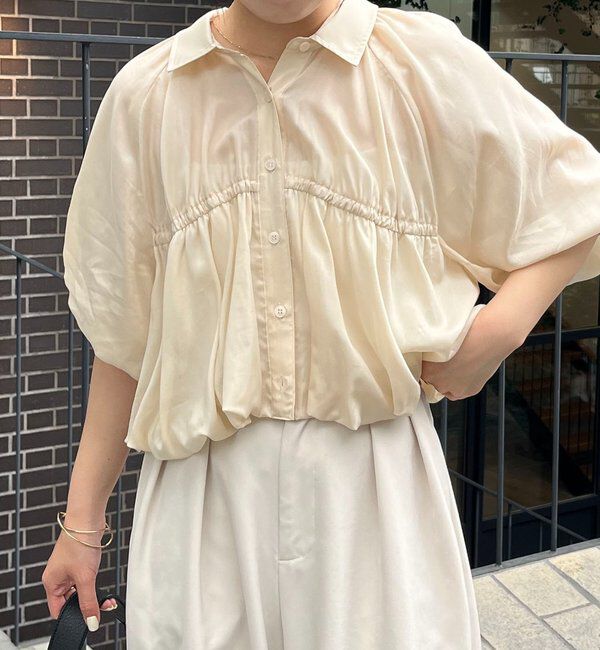  「バルーンクロップシアーシャツ」|シャツ・ブラウス|ベージュ