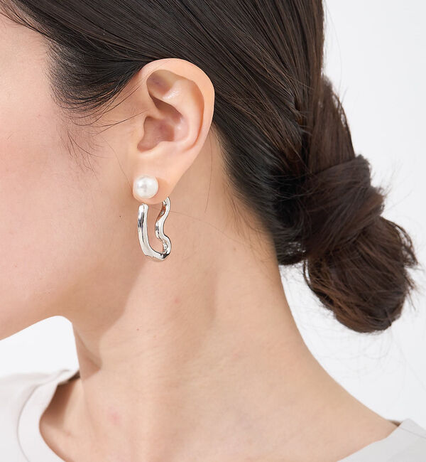 collex「【dignif】【金属アレルギー対応】パールキャッチウェーブ2WAYピアス」|ピアス|