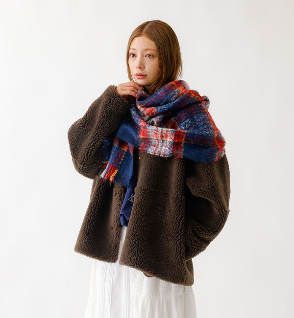 Rouge vif「【MICA&DEAL /マイカアンドディール】リバーシブルVボア/リバーシブル/」|ノーカラーコート|